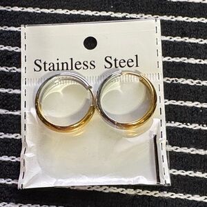 Stainless Steel Gold and Silver Hoop Earrings